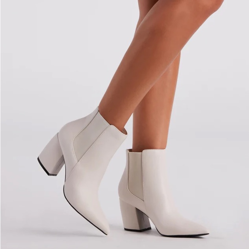 White ankle booties